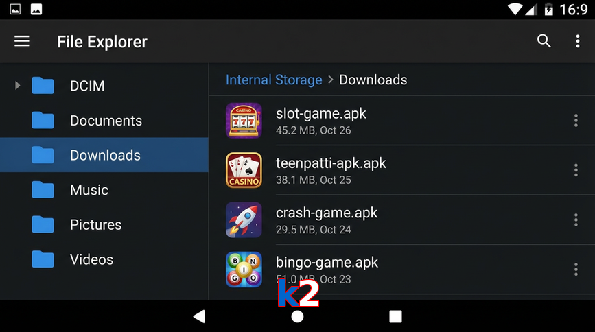 Main screen of K2 gameapk page for PK players